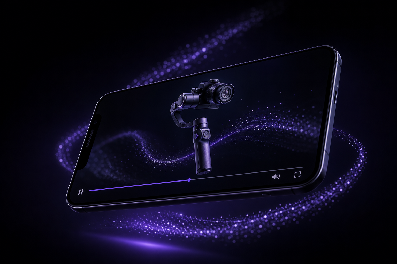 Smartphone playing a cinematic AI product motion reel